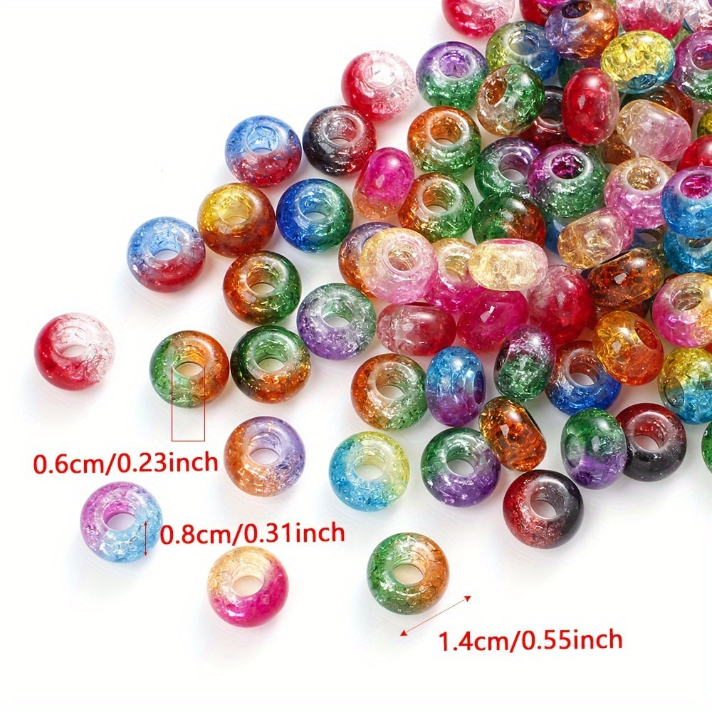 20PCS 8×14mm Bicolor Crack Gradient Acrylic Beads