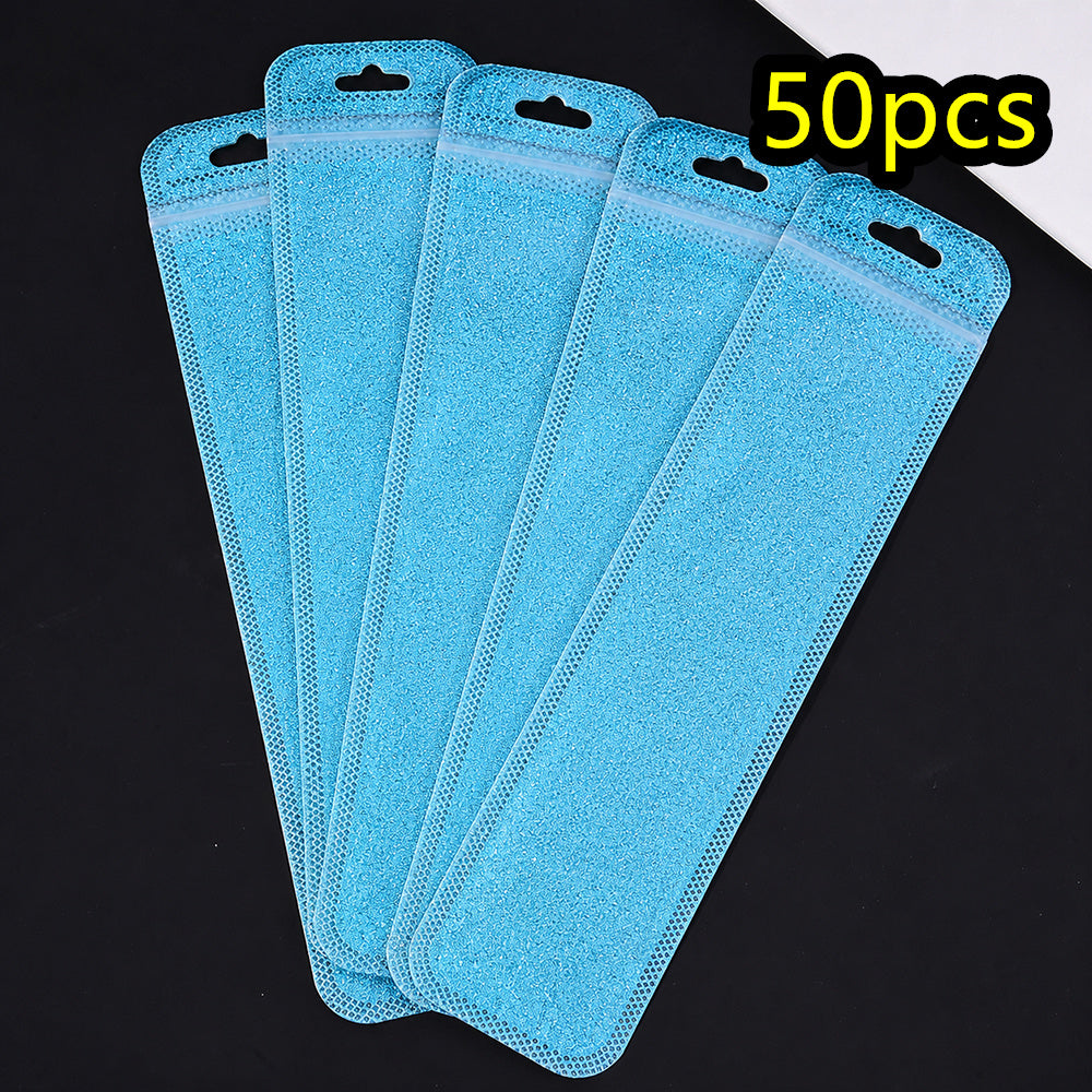 50-Piece 2.16x8.66 in Glitter Holographic Resealable Bags