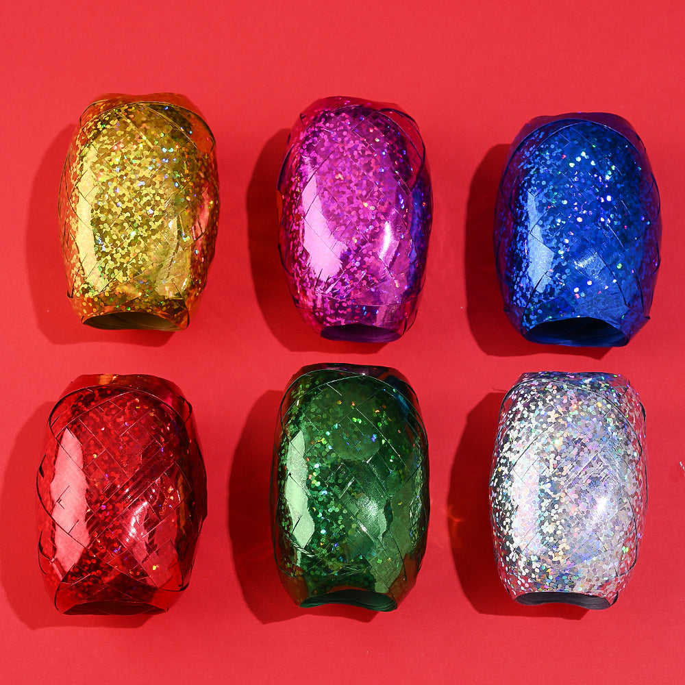 6PCS 1m Christmas Rugby-Shaped Plastic Decorative Ribbon Set