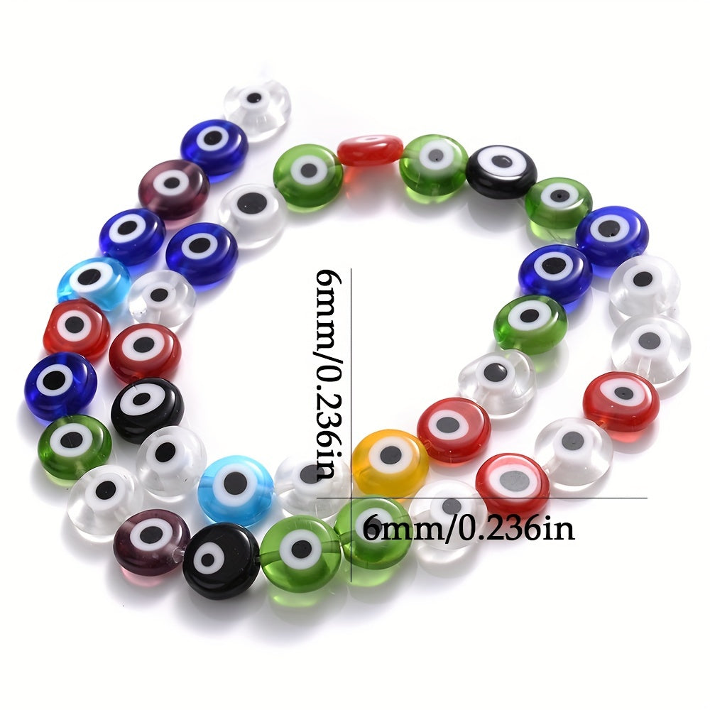 Flat Evil Eye Glass Beads