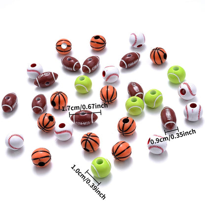 Sports Theme Wooden Beads